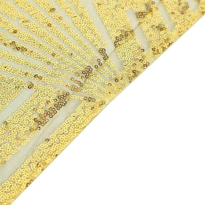 Efavormart 90"X132" Gold Sparkly Sequin Geometric Tulle Rectangular Tablecloth