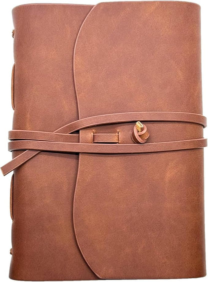 Dark Brown Notebook Journal - Leather Journaling for write A5 Size Diary 6.2x8.5 Inch,Notepad For Women,Man,Vintage,Gifts,Work,Traveler,Personal
