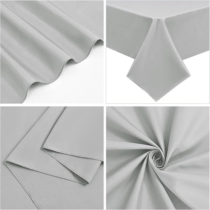 6 Pack Light Grey Rectangular Tablecloths, 60 x 126 Inch, Polyester/Fabric, Wrinkle & Stain Resistant, Classic Style, Perfect for 8ft Tables, Weddings, Banquets, Parties