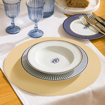 50 Pieces Kraft Paper Place Mats Brown Round Disposable Table Mats Decorative Placemats for Wedding Bridal Shower Black Birthday Party Dining Decor