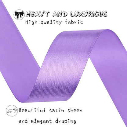 Light purple Solid Satin Ribbon 1 Inch 25 Yards Solid Polyester Fabric Ribbon for Gift Wrapping Wedding Christmas Baby Shower Birthday Party Decoration Handmade Immortal Flower Craft