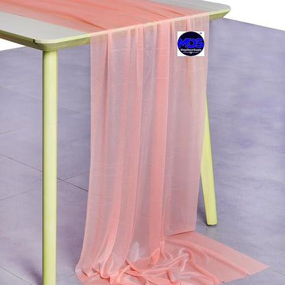 MDS 5 Pack 10ft Chiffon Table Runner 29 x 120 Inches Sheer Wedding Runner Romantic Rustic Table Runner for Wedding Decorations, Birthday Parties, Bridal Shower Party Arch Decor - Peach
