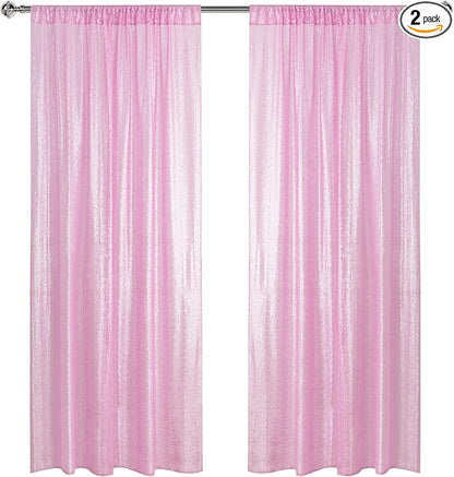 Sugargirl Matte Pink Sequin Backdrop Curtain 2 Panels 2FTx8FT Glitter Pink Background Drapes Sparkle Photography Backdrop for Party Wedding Birthday Wall Decoration