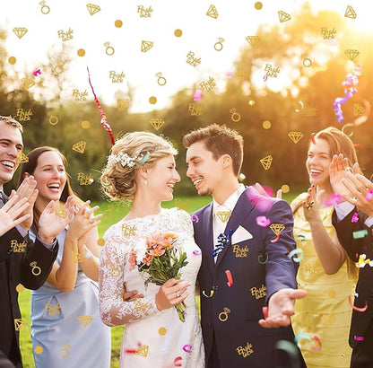 MARFOREVER Gold Wedding Confetti Bridal Shower Decorations Bride to Be Confetti Diamond Ring and Circle Glitter Paper for Wedding Bachelorette Bridal Engagement Party Decor Table Scatter