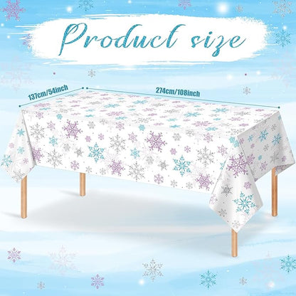 6 Pieces Christmas Snowflake Party Tablecloth Decorations,Plastic Purple and Blue Winter Wonderland Table Cover for Winter Christmas Birthday Holiday Party Decorations and Supplies,54x108 inch