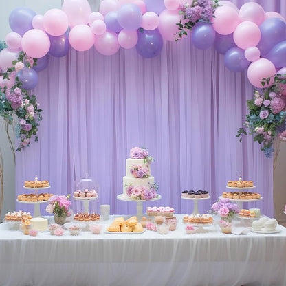 PARTISKY 20ft X 10ft Purple Tulle Backdrop Curtain for Parites, Sheer Backdrop Curtains Fabric Drapes for Wedding Ceremony Arch Party Stage Decorations