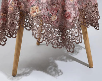 vctops Damask Lace Patchwork Tablecloth Luxury Square Small Table Cover Elegant Floral Embroidered Lace Table Cloth for Party Kitchen Dinning Picnic Decoration (Type F,32"x32")