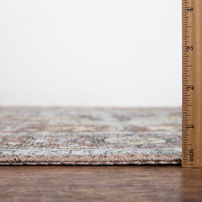 Bloom Rugs Washable Non-Slip 12 ft Runner - Blush/Beige Traditional Medallion Runner for Entryway, Hallway, Bathroom, and Kitchen - Exact Size: 2.5' x 12'