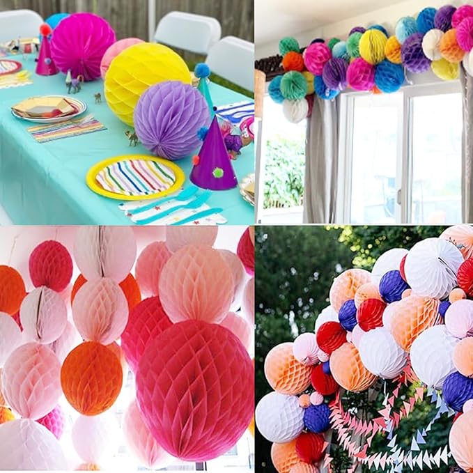 8pcs 10inch Paper Honeycomb Balls Decorative Tissue Honeycomb Balls Paper Pom Poms Flower Balls Art Hanging Balls for Birthday Wedding Nursery Baby Shower Home Decor (10inch, Orange)