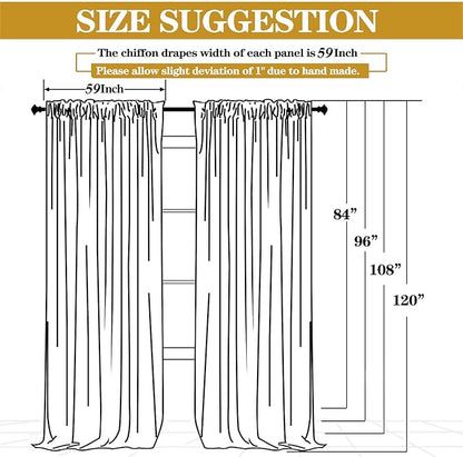 DUOBAO Chiffon Backdrop Curtains 2 Panels Photography Backdrops Drape 5ft x 8ft Voile Curtain Sage Green Collapsible Seamless Sheer Drapes for Women Party Baby Shower Birthday Photo Shoot Decorations