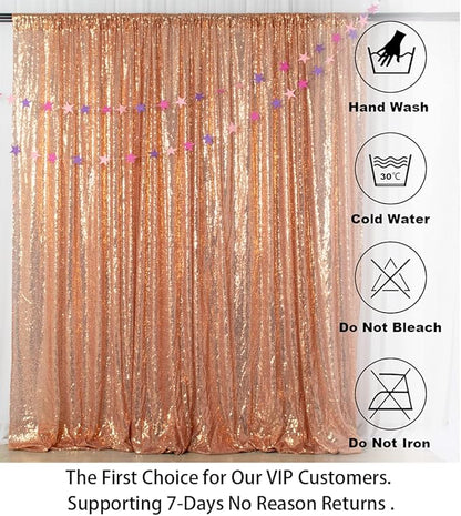 ShinyBeauty 4FT x 7FT Rose Gold Sequin Backdrop | Photo Booth Background | Wedding & Rust Backdrops | Sparkly Sequin Fabric | Perfect for Photography & Events | Durable & Elegant Curtains