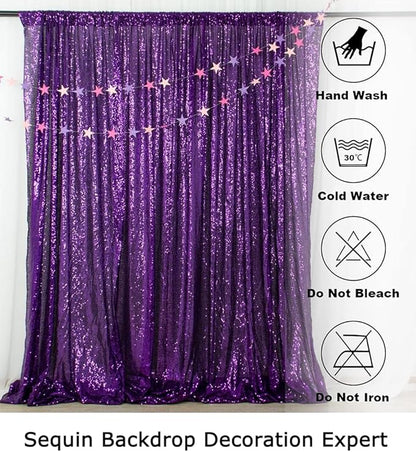 ShinyBeauty 4FT x 7FT Purple Sequin Backdrop | Photobooth Background | Wedding & Event Decor | Rustic & Elegant Sequin Fabric | Perfect for Photography & Parties | Durable Sequin Curtains