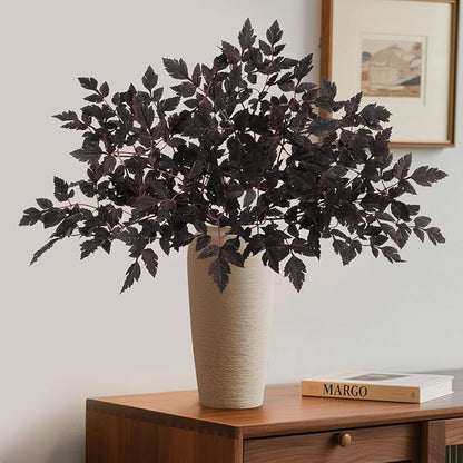 Fall Decor，Fall Stems,Artificial Cimicifuga Stems,6-Pack 32 Inch,Purple Fall Foliage Spray for Tall Vase,Farmhouse Thanksgiving Mantel Centerpiece Halloween Decor Arrangements