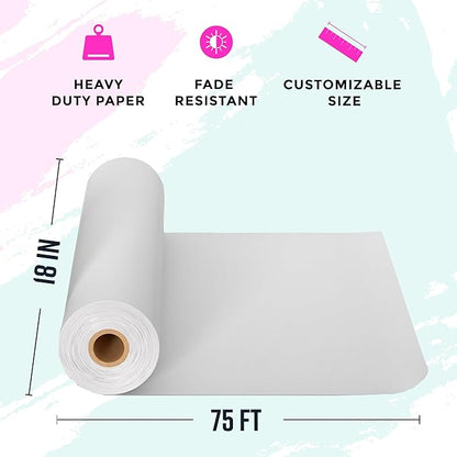 Bryco Goods Kraft Paper Roll - 18” x 75’ (900”) - Pack of 2 - White Easel Paper for Drawing, Painting, Arts & Crafts, Bulletin Boards, and Gift Wrapping - Made in The USA