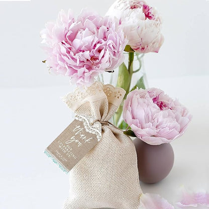 Andaz Press 100-Pack Personalized Thank You Tags with Bakers Twine Burlap Lace Custom Cardstock Wedding Gift Tags for Wedding Party Favors 2 x 3.75-Inches