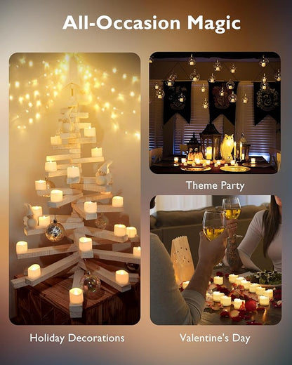 Homemory 12pcs Remote Timer LED Tea Lights Candles, 400+Hours Flickering Flameless Battery Votive Tealights for Tabletop Lighting, Centerpieces Decor, Holiday