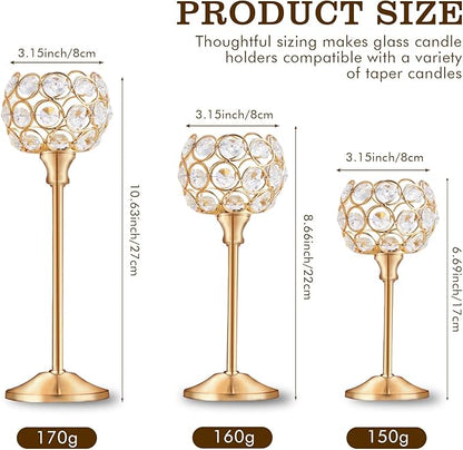 Crystal Candle Holders Set of 16 for Wedding Centerpieces Gold Or Silver Candle Holders Bulk Decorative Tealight Candle Holder for Wedding, Party,Table Centerpieces Decoration (Golden, 2 Sets(6 Pcs))