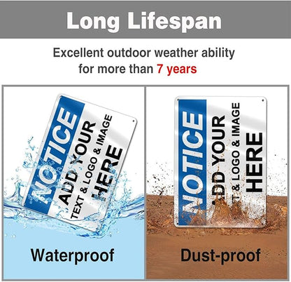 Custom Notice Signs Outdoor Metal - 12 x 8 Personalized Aluminum Caution Signs Rust-Proof Warning Sign Safety Signs for Home Business