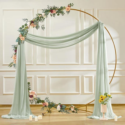 30" x 20Ft Wedding Arch Draping Fabric, 1 Panel Sage Green Sheer Curtain Drapes Extra Wide & Long Backdrop Curtains for Wedding Arch Ceremony Birthday Party Decorations
