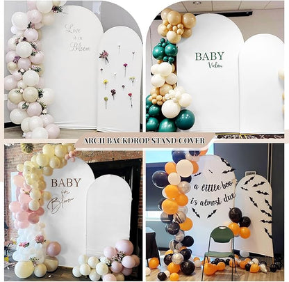 Wedding Arch Cover 6FT 7.2FT Arch Backdrop Cover Fitted Spandex Covers Set of 2 Round Top Chiara Arches Backdrop Stand Covers for Party Birthday Decoration（White