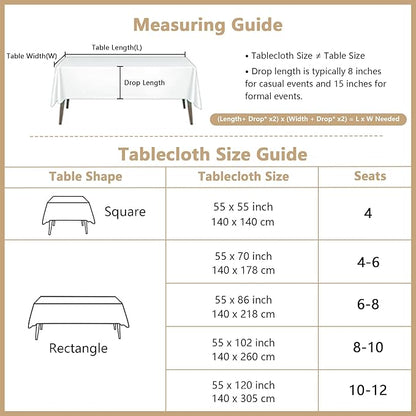 MYSKY HOME Table Cloth, Waterproof Tablecloths for Rectangle Tables, Cotton Rustic Tablecloths, White Table Coths Heavy Duty with Linen Tassels for Kitchen Dining, Party, Holiday, Christmas, 55''x86''