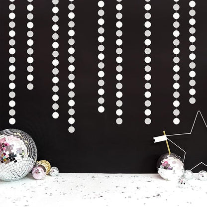 Glitter Silver White Party-Decorations Streamers - 52Ft Birthday Hanging Paper Garland Banner,Engagement Wedding Bachelorette Baby Bridal Shower Christmas Supplies Backdrop Graduation Decor Hugtmr