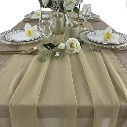 EHLDekol 10 Packs Chiffon Table Runners 27 x 120 inches Romantic Sheer Wedding Table Runner Top Table Bridal Party Decoration