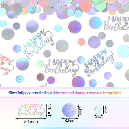 300PC Circle Dots Birthday Confetti for Table Iridescent Happy Birthday Table Scatters Party Decorations