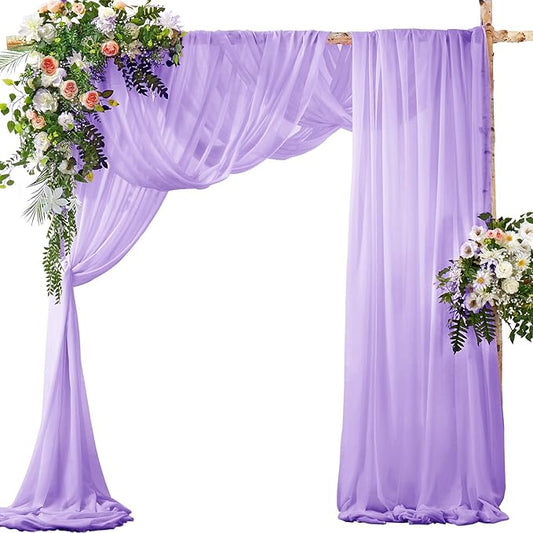 SiinvdaBZX 2 Panels Wedding Arch Draping Fabric 30" x 240' Lavender Purple Sheer Chiffon