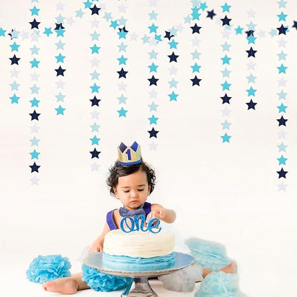 Light-Royal Navy-Blue White Party-Decorations Garland - 62ft Twinkle Little Star Hanging Streamers Banner,Bachelorette Bridal Wedding Birthday Baby Shower Decor Hugtmr