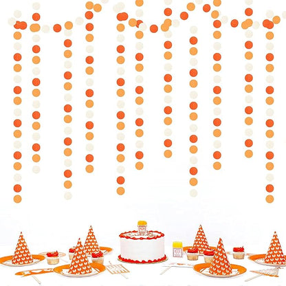 Orange White Fall Party-Decorations Garland-Streamers - 52ft Groovy Boho Hanging Paper Banner,Baby Bridal Shower Wedding Autumn Birthday Sunset Halloween Thanksgiving Day Supplies Decor Hugfond