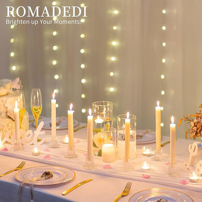 Romadedi Glass Candle Holder for Candlestick - 2Pcs Clear Tapered Wedding Decor Table Centerpiece for Candle Sticks Christmas Party Living Room Dinner Advent Decoration