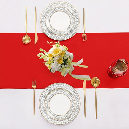 SHEJIZE 20 Pack Red Satin Table Runner 12x108 Inches Long, Bright Silky Smooth Satin Table Runner Table Decor for Wedding Banquet Christmas Prom Event Birthday Party