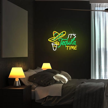 Tequila Neon Sign Mexican Tequila LED Neon Light USB Powered Dimmable Man Cave Cafe Bistro Club Party Beer Bar Restaurant Decor(16.3x11.2 Inch)
