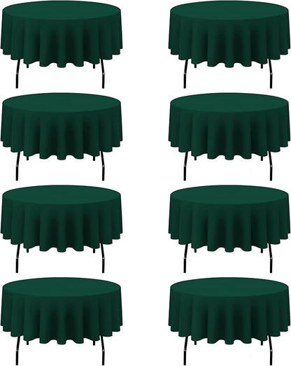 BRILLMAX 8 Pack Hunter Green Round Tablecloths 90 Inch - Circle Bulk Linen Polyester Fabric Washable Table Cloth Cover for Wedding Reception Banquet Birthday Party Buffet Restaurant