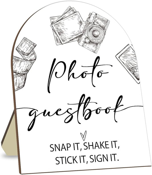 Wedding Photo Guestbook Desk Decor, Minimalism Style Welcome Sign, Bridal Shower Sign, Baby Shower Decoration Supplies, Wedding Reception Plaque with Stand 8 * 10In