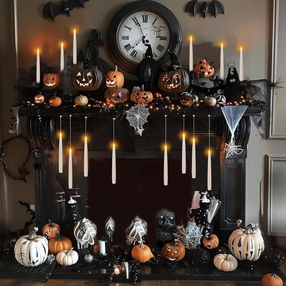 24PCS Floating Candles with Wand, Magic Hanging Candles, Flickering Warm Light LED Taper Flameless Candles with Wand Remote for Halloween,Christmas Party Decorations Indoor Deco,Bset Gift.