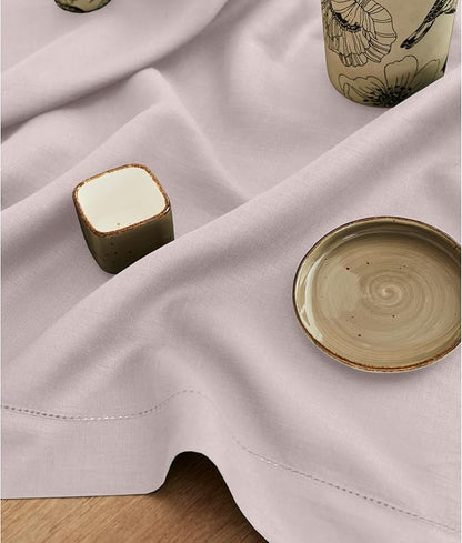 Solino Home Linen Lilac Table Runner 108 Inches Long - 100% Pure Linen 14 x 108 Inch Table Runner for Fall, Autumn, Thanksgiving, Christmas - Classic Hemstitch