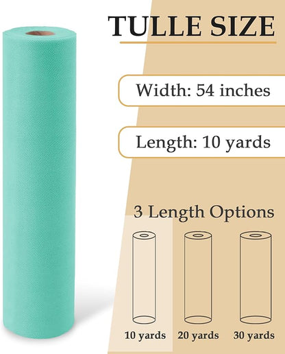 Tulle Fabric Roll, 54" x 10 Yards (30FT) Tulle for Wedding Decoration DIY Tutu Party Backdrop Baby Shower Table Skirts Gift Wrapping (Aqua Blue)