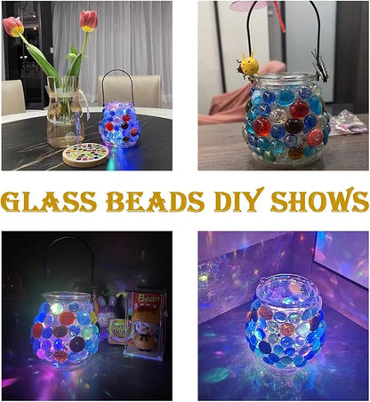 KINGOU Flat Glass Gems/Marbles/Stones/Beads for Vase Filler, Table Scatter, Aquarium - 1 Lbs (17-19mm, Approx. 3/4")-Colorful