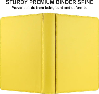 GEAoffice Premium 1000 Trading Card Binder, Large Side Loading 16 Pocket Card Collection Binder Album Folder for MTG, TCG & Sports, Yellow