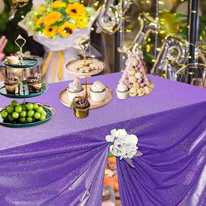 Fitable Sequin Tablecloth for Parties 54x54 Inch - Sparkle Glitter Table Cloth Laser Square Overlay for Wedding Baby Shower Ceremony Birthday Holiday Banquet Decor, Purple