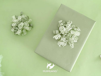 HUIHUANG Green Bows for Gift Wrapping Sage Green Gift Bows 5 inch x 8 Counts Self-Adhesive Curly Ribbon Bow for Presents, Paper Bag, Baby Shower Favors, Wrapping Accessories, Wedding Decor