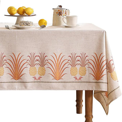 patdrea Designer Linen Long Tablecloth for Rectangle Table,Pineapple Pattern Tablecloths,Table Cover Cloth Colorful Decor for Kitchen Dining Christmas,Thanksgiving,63"x102"-Pineapple B
