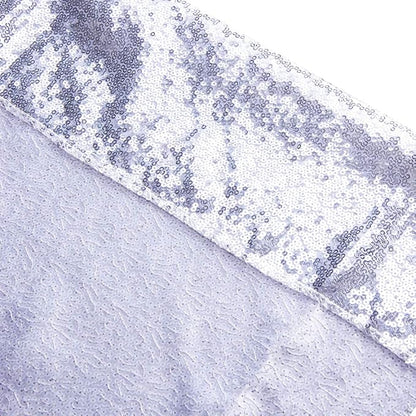 SquarePie Sequin Backdrop Non-Transparent Sparkly Background for Wedding Party 4FT x 7FT Silver