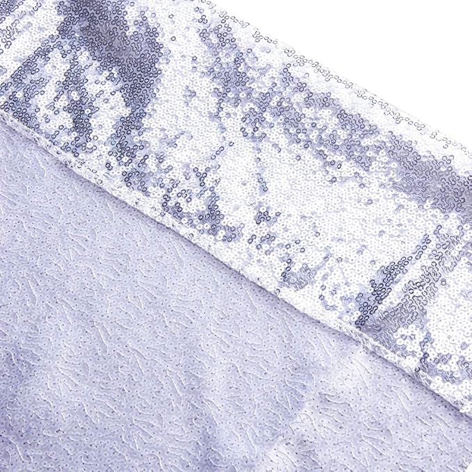 SquarePie Sequin Backdrop Not See Through Thick Stain Background for Photography Glitter Curtain Party 6FT x 8FT Silver