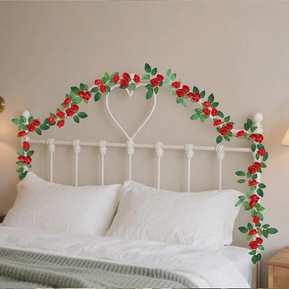 4 Packs Artificial Rose Garland: 31.48Ft Each Fake Flower Vine with Improved Color & 10 Ties for Wedding Arch Backdrop, Home Wall Party Decor, Christmas Decor, Red