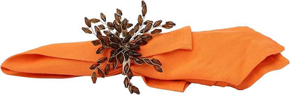 Napkin Rings Set of 6 for Dining Table Decoration Parties Everyday Metal Napkin Holder Leaf Coffee (Pack of 6)