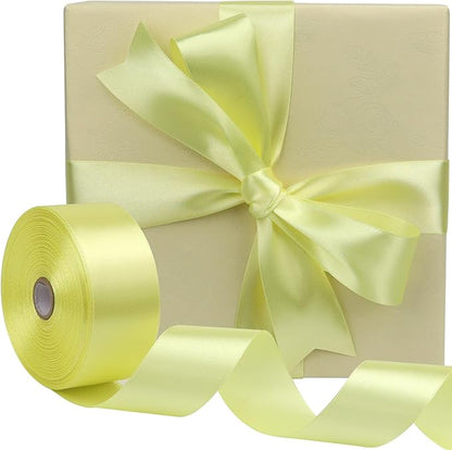 Cream Solid Satin Ribbon 1-1/2 Inch 50 Yards Solid Polyester Fabric Ribbon for Gift Wrapping Wedding Christmas Baby Shower Birthday Party Decoration Handmade Immortal Flower Craft