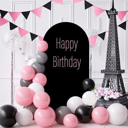 LEBENGURU Upgraded 6FT Wedding Arch Cover, Black Spandex Fitted Arch Backdrop Cover, Round Top Chiara Stand Covers for Birthday Party Baby Shower Banquet Balloon Décor